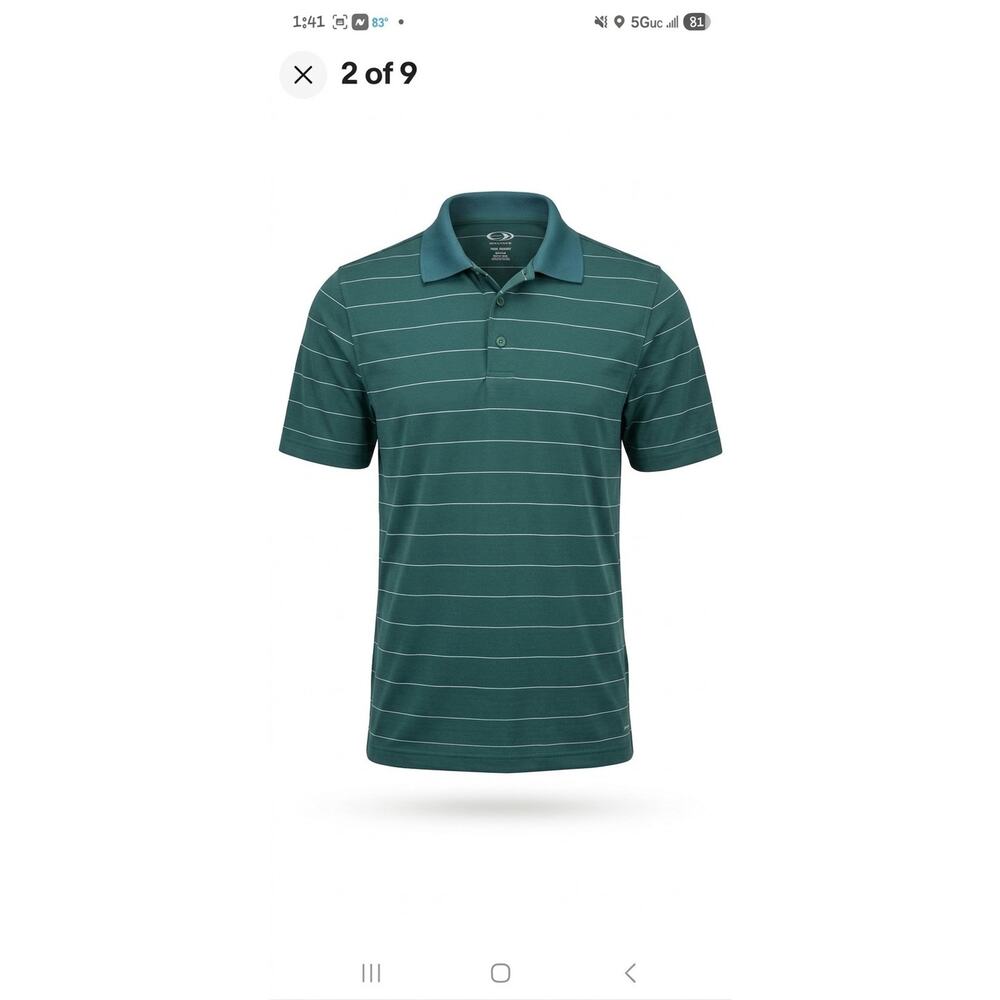 Champion DUO DRY Breathable Lightweight Striped Polo Men's Shirt XL Teal Green